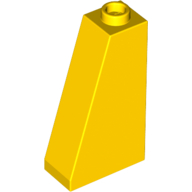 Brick Sloped 75° 2 × 1 × 3 with Hollow Stud Yellow