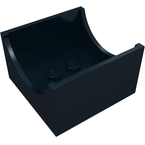 Box 4 × 4 × 2 Bottom with Semicircle Cut-out Ends Schwarz