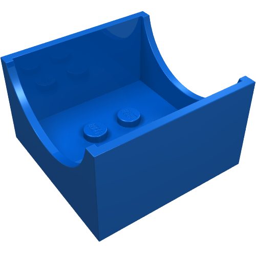 Box 4 × 4 × 2 Bottom with Semicircle Cut-out Ends Blue