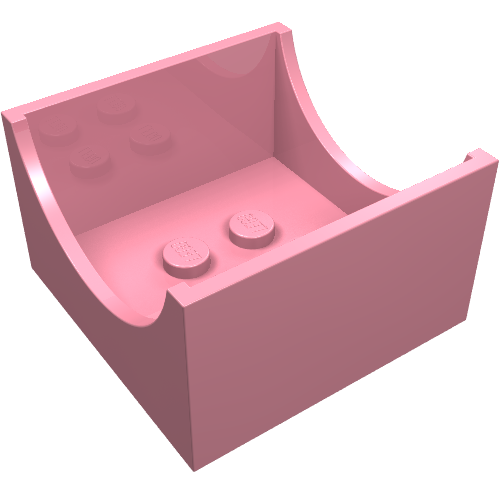 Box 4 × 4 × 2 Bottom with Semicircle Cut-out Ends Pink