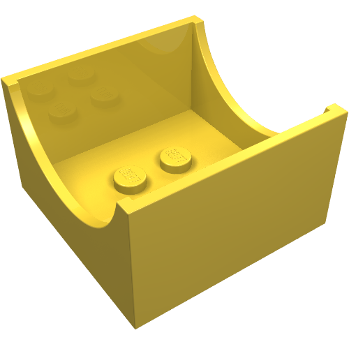 Box 4 × 4 × 2 Bottom with Semicircle Cut-out Ends Yellow