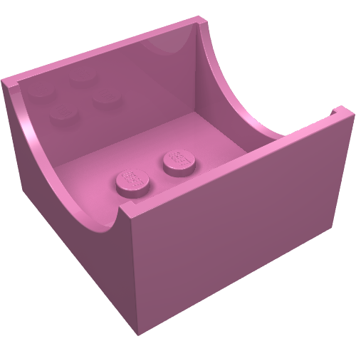Box 4 × 4 × 2 Bottom with Semicircle Cut-out Ends Dark Pink