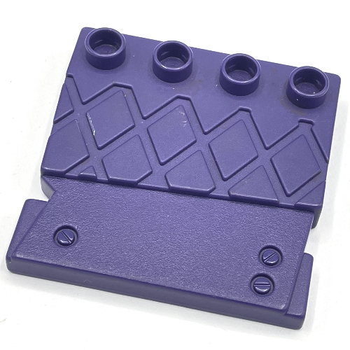 Duplo Tile, Modified 4 × 4 Studs on Edge and Groove Lines (Staircase Step) Medium Blue