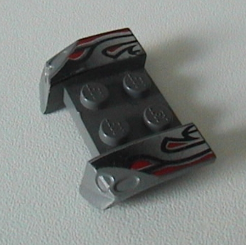 Mudguard 2 × 4 with Molded Headlights and Silver/Red/Black Flame Curves Print Dunkelblaugrau