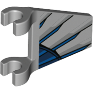 Flag 2 × 2 Trapezoid with Clips with Dark Blue/Blue/Silver Stripes/Wings print Light Bluish Gray