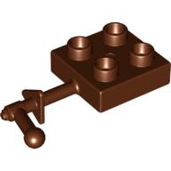 Duplo Plate 2 × 2 with Handle Reddish Brown