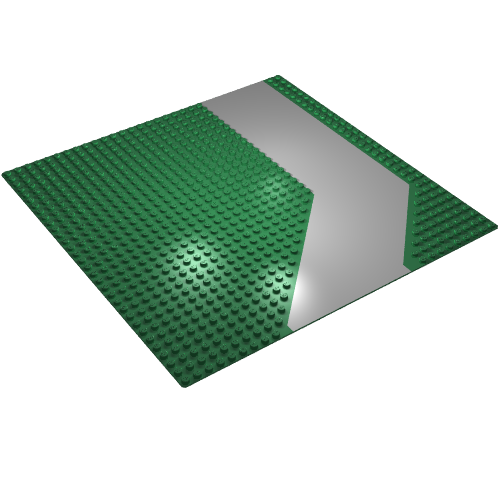 Baseplate 32 × 32 with 9-Stud Angled with Gray Driveway / Road Print in Green