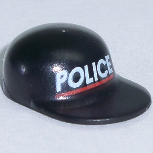 Hat / Cap Long Peak with 'POLICE' Red Line Print Black