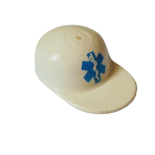 Hat / Cap Long Peak with EMT Star of Life Print White