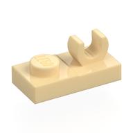 Plate Special 1 × 2, Top Clip [Open O] Tan