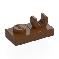 Plate Special 1 × 2, Top Clip [Open O] Reddish Brown