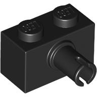 Brick Special 1 × 2 with Pin - Bottom Stud Holder Schwarz