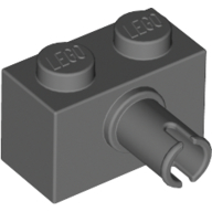 Brick Special 1 × 2 with Pin - Bottom Stud Holder Dunkelblaugrau