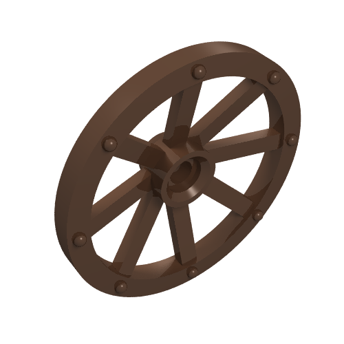 Wheel Wagon Large (33mm D.), Round Hole For Wheel Holder Pin Brown