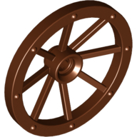 Wheel Wagon Large (33mm D.), hole notched for wheels holder pin Reddish Brown