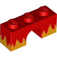 Brick Arch 1 × 3 with Bright Light Orange Flames Print (Angry Kitty) Rot