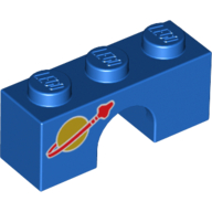 Brick Arch 1 × 3 with Classic Space Logo Print (Astro Kitty) Blau