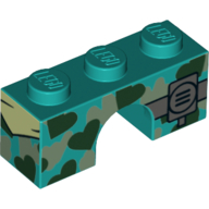 Brick Arch 1 × 3 with Camouflage, Walkie Talkie print Dunkeltürkis