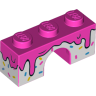 Brick Arch 1 × 3 with Dark Pink Frosting, Sprinkles print Dunkelrosa
