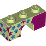 Brick Arch 1 × 3 with Dark Azure Flowers, Magenta Spikes and Back Pockets Print Gelbgrün