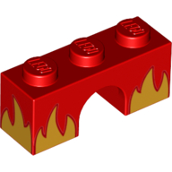 Brick Arch 1 × 3 with Yellow Flames print Red