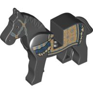 Animal, Horse, Movable Head, Persian Blanket Print Black