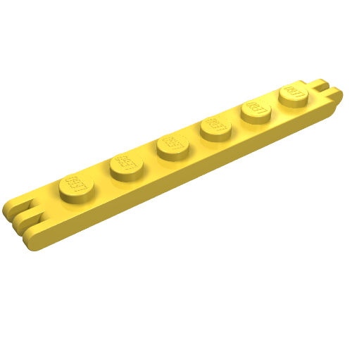 Hinge Plate 1 × 6 with 2 and 3 Fingers On Ends Gelb