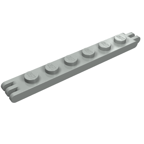 Hinge Plate 1 × 6 with 2 and 3 Fingers On Ends Hellgrau