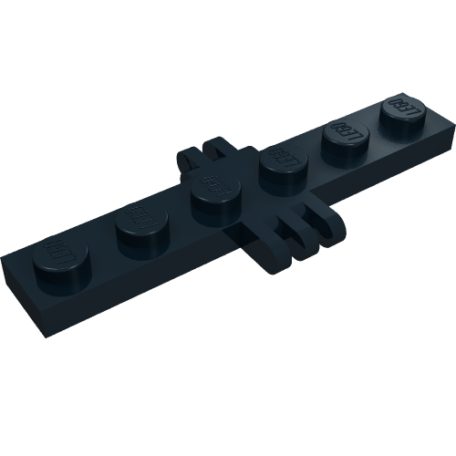 Hinge Plate 1 × 6 with 2 and 3 Fingers On Sides Schwarz