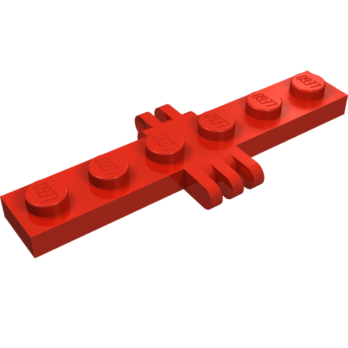 Hinge Plate 1 × 6 with 2 and 3 Fingers On Sides Red