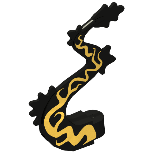 Creature Body Part, Dragon Tail with Metallic Gold Print in Black