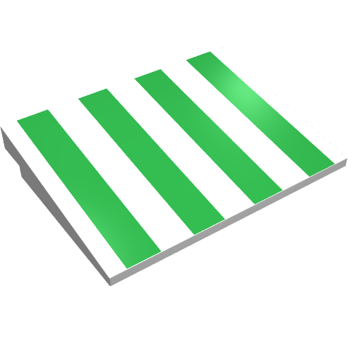 Brick Sloped 10° 6 × 8 with Green Stripes Print Weiß