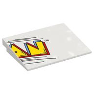 Brick Sloped 10° 6 × 8 with Yellow 'AN' print Weiß