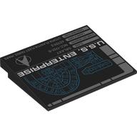 Brick Sloped 10° 6 × 8 with 'U.S.S. Enterprise', Blueprint, Stats print Schwarz