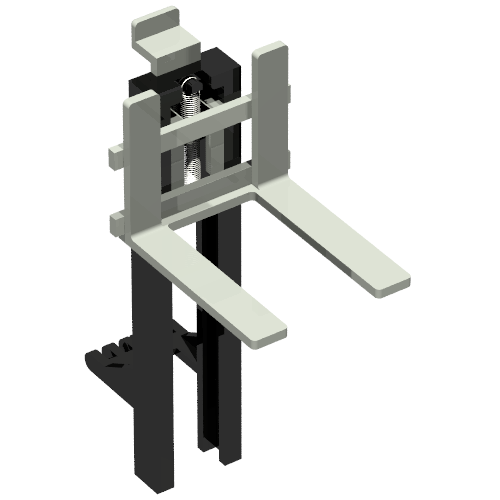 Forklift Mast and Carriage, Wide 1 × 2 Hinge Plate and Light Gray Wide Forks [Complete Assembly]