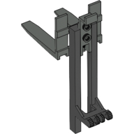 Forklift Mast and Carriage, Wide 1 × 2 Hinge Plate Locking and Dark Gray Wide Forks Reinforced [Complete Assembly] Black