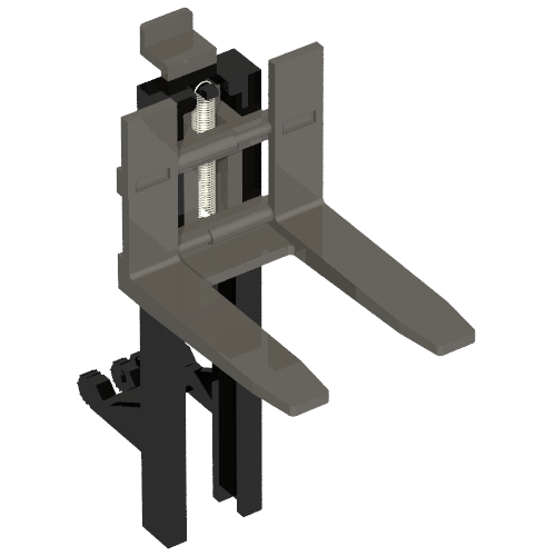 Forklift Mast and Carriage, Wide 1 × 2 Hinge Plate Locking and Dark Bluish Gray Wide Forks Reinforced [Complete Assembly] Schwarz