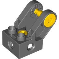 Duplo Toolo Brick 2 × 2 with Angled Bracket with Forks and Two Screws, Holes at Side Dark Bluish Gray