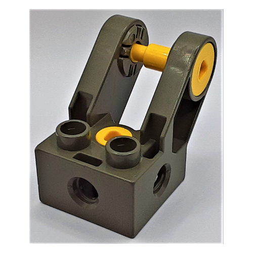 Duplo Toolo Brick 2 × 2 with Angled Bracket with Forks and Two Screws, Holes at Side Dark Gray