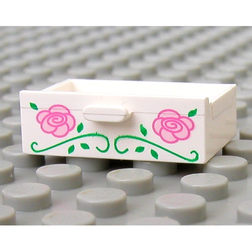 Cupboard 2 × 3 Drawer with Flower and Vine Print Weiß