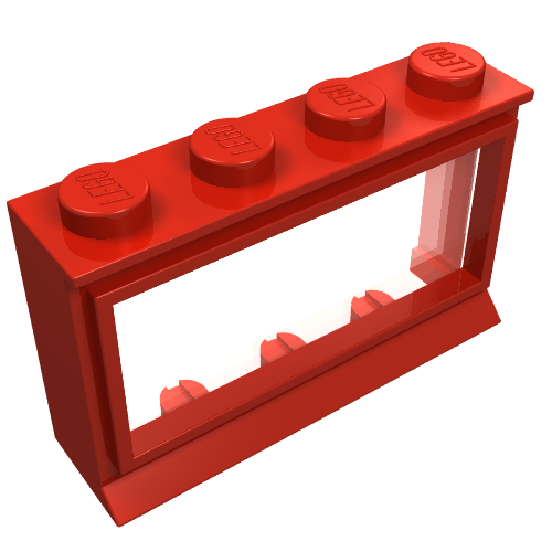 Window 1 × 4 × 2 Classic with Solid Studs [Complete] Red