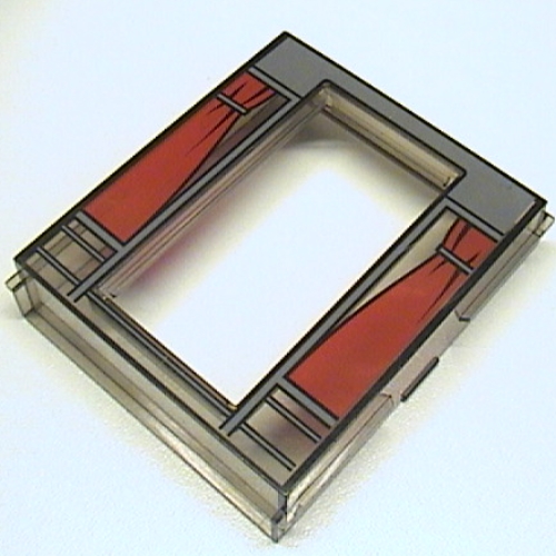 Door Frame 2 × 8 × 8 with Red Curtains Print Transparent-Braun