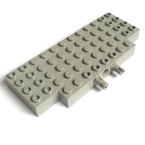 Brick Special 5 × 12 with Two 1 × 2 Cutouts, 1 Hole and 2 Fixed Rotatable Friction Pins on Side Light Gray