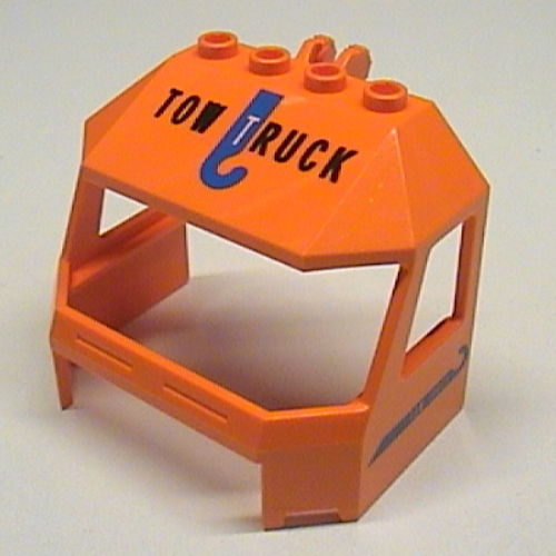 Windscreen 4 × 6 × 4 Cab with Hinge and 1 × 4 Bottom Cutout and Tow Truck Print Orange