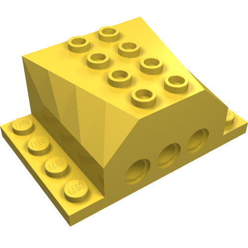 Engine Block 4 × 6 × 2 with Wedged Center, Recessed Edges and Pin Holes Yellow