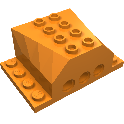 Engine Block 4 × 6 × 2 with Wedged Center, Recessed Edges and Pin Holes Orange