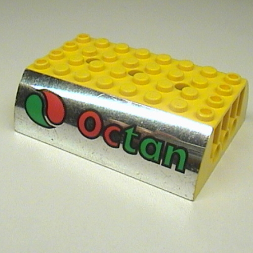 Brick Curved 8 × 6 × 2 Double with Chrome Silver Sides and 'Octan' Print Yellow