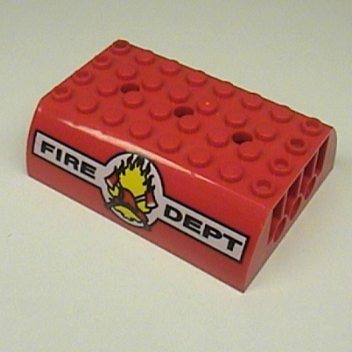 Brick Curved 8 × 6 × 2 Double with 'FIRE DEPT' Print Red