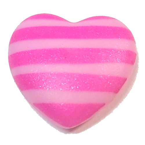 Clikits Icon, Heart 2 × 2 Large with Pin, Dark Pink Stripes Print Leuchtrosa