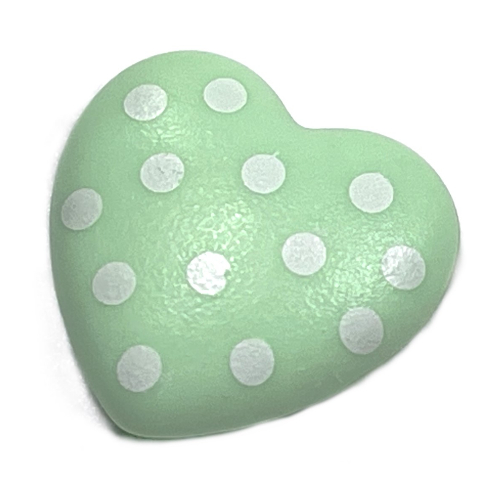 Clikits Icon, Heart 2 × 2 Large with Pin, White Spots Print Light Green